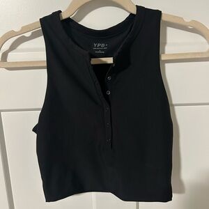 Abercrombie & Fitch YPB sculptLUX Curve Love Plunge Henley Slim Tank Cropped Top